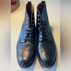 J. Crew Men’s Kenton Captoe Black Leather Boots